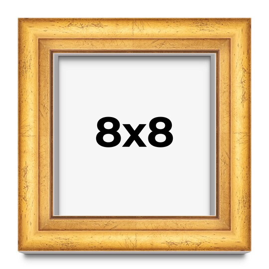 8x8 Deep Shadow Box Picture Frame with UV-Resistant Acrylic & Acid Free Backing, Available in 4 Finishes - Gold, Silver, Brown, White